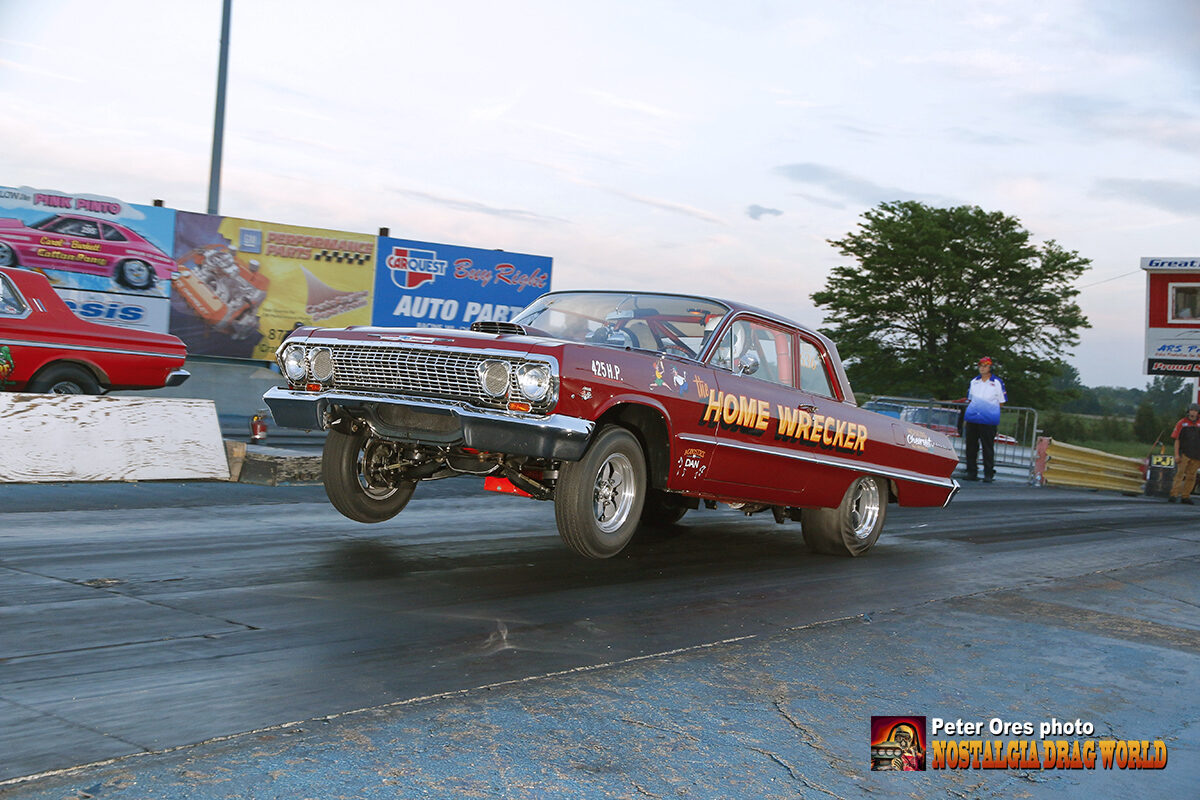 The Home Wrecker Chevrolet pulling the front wheels off the ground